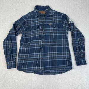 Orvis Big Bear Flannel Shirt Men's Size Small Button Up Pockets Blue Heavyweight